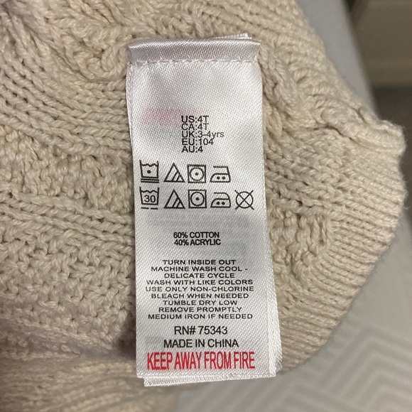 Kids 4T Cable Knit Beige Skirt sweater mini flare skirt cream neutral girls - Picture 5 of 5